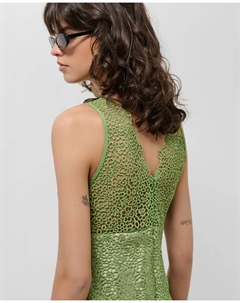 Короткое платье с V-образным вырезом без рукавов из гипюра, зеленый Roberto verino