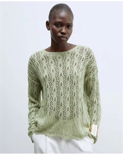 Кофта с вышитыми прорезями и лентами, светло-зеленый Сфера