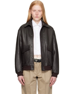 Кожаная куртка-бомбер, коричневый Hommegirls