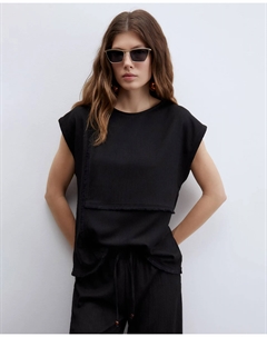 Футболка с бахромой и текстурой, черный Сфера