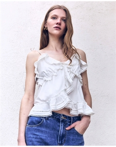 Топ с бретелями и воланами, белый Сфера