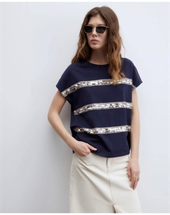 Футболка с пайетками, темно-синий Сфера