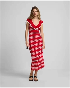 Вязаное платье с рюшами, красный Silbon