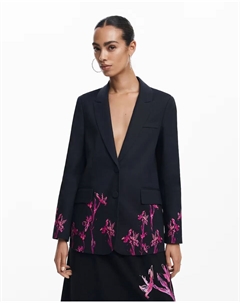 Женский блейзер с орхидеями, черный Desigual