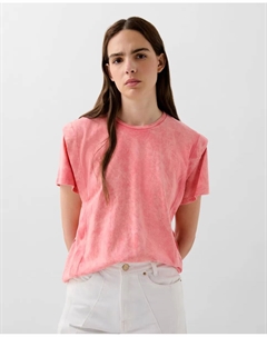 Женская хлопковая футболка со складками по бокам, коралловый Scalpers