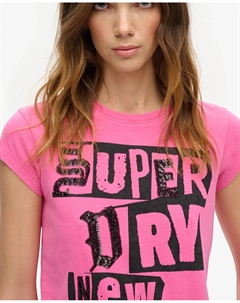 Женская футболка с рукавами реглан и панк-украшениями, фуксия Superdry