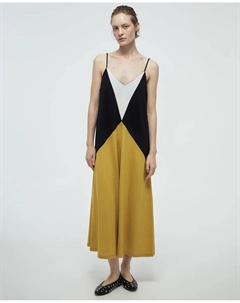 Платье из льна с блочным принтом, горчичный Сфера