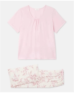 Женская пижама с брюками, принтованными и гладким топом, яркий атлас, розовый Enfasis