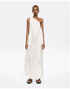 Платье из льна с оборками и макси-платком, белый Bimba y lola