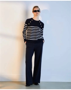 Женская полосатая кофта с пуговицами на плечах, синий Woman el corte inglés