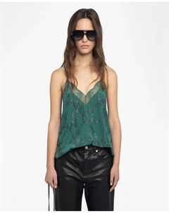 Топ Christy 100% шелковый без рукавов женский, зеленый Zadig&voltaire