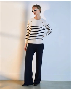 Женская полосатая кофта с пуговицами на плечах, белый Woman el corte inglés