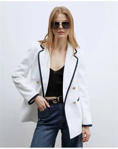 Жакет из пике с яркими вставками, белый Сфера