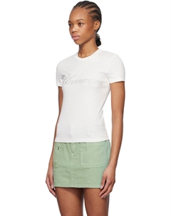 Футболка с вышивкой стразами, белый Blumarine