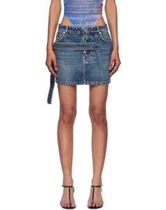 Низкая джинсовая юбка-мини на бретелях, синий Jean paul gaultier