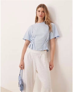 Футболка с короткими рукавами и корсетной талией нежно-голубого цвета Asos design