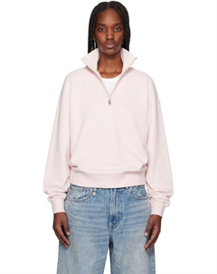 Свитшот с лисёнком на груди и молнией до половины, розовый Maison kitsuné