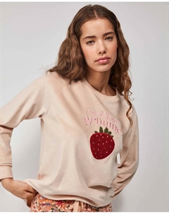 Женская пижама длинная из микрофлисовой ткани, бежевый Gisela