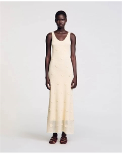 Длинное вязаное платье, белый Sandro