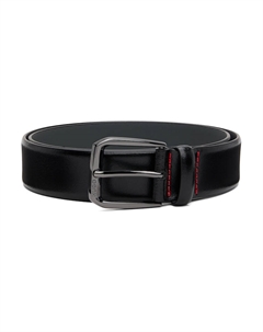 Кожаный фирменный ремень с пряжкой, черный Hugo