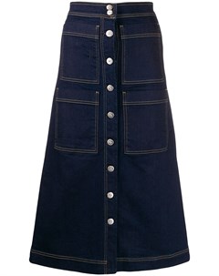 3x1 расклешенная джинсовая юбка с карманами m синий