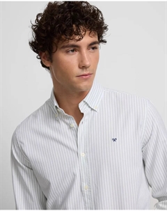 Мужская рубашка Sport Oxford в среднюю полоску, зеленый Silbon