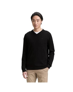 Свитер 1039806 Basic Knit v neck, черный Tom tailor