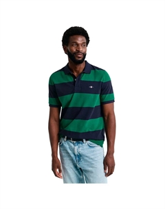 Поло с коротким рукавом Block Stripe, зеленый Gant
