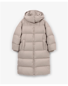 Пальто стеганое на натуральном пуху из меланжевой влагостойкой плащовки бежевое Glvr