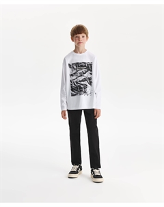 Брюки-чиносы для мальчика зауженные к низу черные Gulliver