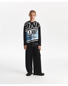 Брюки вязаные для девочки силуэта палаццо черные Gulliver