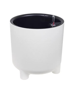 Кашпо для цветов Шэнк ø27.5 h28.7 см v13.5 л пластик с автополивом на ножках белый Idea