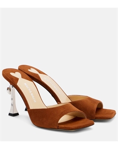 Пушистые мюли на платформе с сердечком 95 suede, Light Brown Mach & mach