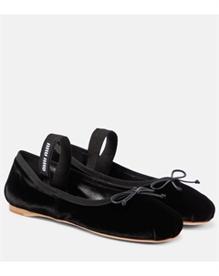 Балетки из велюра, черный Miu miu