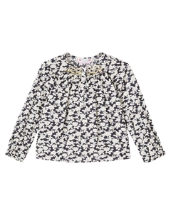 Блузка Biancarosa из хлопка с цветочным принтом, Fleurs Noir Bonpoint