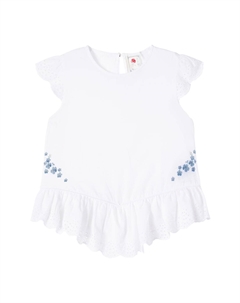 Цветочный топ из хлопка с рюшами, Optic White Konges slojd