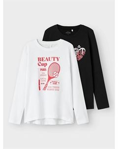 Рубашка NKFVIOLET 2P LS LOOSE TOP, черный/белый Name it