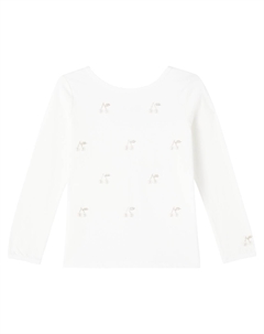 Футболка из хлопка Jibou с декором, Upb Blanc Lait Bonpoint