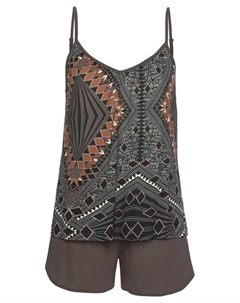 Короткий пижамный комплект, коричневый Lascana