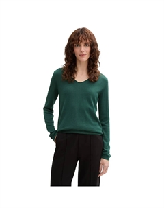 Свитер Front Logo Coin v neck, зеленый Tom tailor