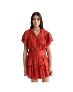 Платье Ruffled Gathered short sleeve short, красный Scotch&soda