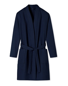 Короткий халат, темно-синий Schiesser