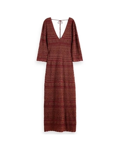 Платье Metallic Pointelle 3/4 Sleeve Long, красный Scotch&soda