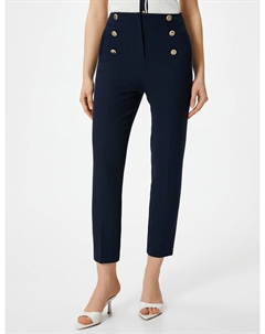 Узкие брюки со складками, морской синий Koton