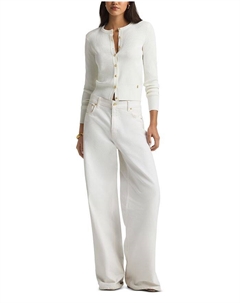 Кардиган из тонкой ребристой вязки, слоновая кость/кремовый St. john