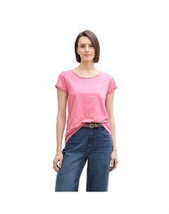 Футболка с коротким рукавом Slub Crew Neck, розовый Tom tailor