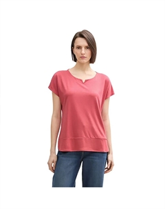 Футболка с коротким рукавом Fabric Mix, розовый Tom tailor