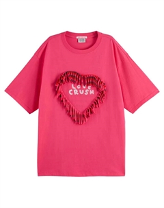 Футболка с коротким рукавом Fringed Heart Oversized, розовый Scotch&soda