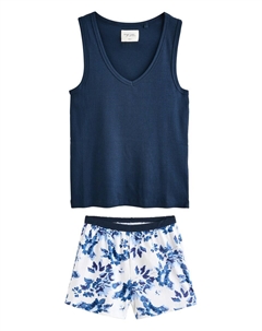 Короткий пижамный комплект, цвет Navy/Pastel blue Next