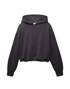 Толстовка с капюшоном на молнии, антрацит Pull & bear